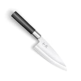 KAI Wasabi Black Deba 10,5 cm Klingenlänge - rostfreier 6A/1K6 Edelstahl poliert 58 (±1) HRC - schwarzer Polypropylen Griff - japanisches Hackmesser - Made in Japan