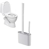 Silikon Toilettenbürste, Energiesparend Effizient Toilettenbürste Reiniger, Langer Griff Ohne Bohren Toilettenbürsten & Halter für WC Waschbecken Badewanne Wand
