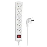 Hama Steckdosenleiste 6-Fach (Mehrfachsteckdose mit Save Energy-Schalter zum Stromsparen, Steckplätze 45 Grad gedreht, Kabel 1,4m, GS geprüft, Mehrfachstecker für Home Office) weiß
