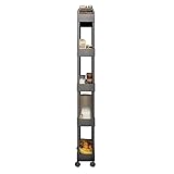 Nischenregal Küchenwagen Badrollwagen Kitchens Slim Slide Out Aufbewahrungswagen, 115,5 Cm Hoch, 5-stöckiges, Schmales Regal For Kleinen Raum, Roll-Organizer-Rack For Wohnzimmer, Schlafzimmer, Balkon