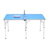 Tischtennisplatte Klappbar Indoor, Tischtennistisch, mit 2 Tischtennisschlägern, 3 Bällen, Netz Ping Pong Tisch 152x76x76cm für Zuhause & unterwegs Blau