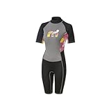 Mistral Damen 2mm Neopren-Shorty mit Reißverschluss am Rücken, Schwimm, Stand-Up-Paddeling, Schnorcheln, Surf Anzug, grau/schwarz (M)