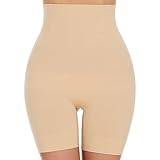SIMIYA Bauchweg Unterhose Damen Hohe Taille Shapewear Nahtlose Miederhose mit Bein Figurenformend Miederpant Baumwolle Unterwäsche Hose unter Kleid Kurze Shorts (Beige, M)