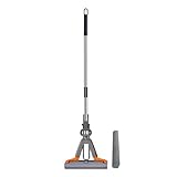 Wischmopp mit Auswringer | Selbstschleuder mit austauschbarem Kopf | Wischmopp für Badezimmer | Fliesen Parkett Flecken Fett Garage Schlafzimmer