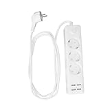 LABRIMP mit USB Ports und Steckdosen Flachstecker Langlebiges Kabel rutschfest Hitzebeständig Energiesparend Weiß Eu stecker für Büro und Haushalt