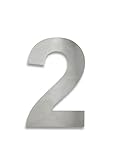 KTC-HOME - PREMIUM Hausnummer Edelstahl inkl. Montagematerial - Arial - Höhe 20 cm - satiniert K230 - rostfrei & wetterfestes Hausnummernschild - Hausnummer 2 -