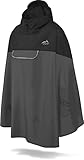 normani Unisex Regenponcho - Wind und Wasserdicht mit Bauchtasche, 3M Refelktoren und seitlichen Eingriffen Farbe Schwarz/Anthrazit Größe XXL-3XL