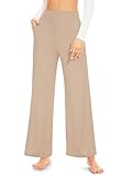 ACTINPUT Yogahose Damen Lang mit Taschen Jogginghose Damen Baggy Hohe Taille Sporthose Weites Bein Trainingshose Laufhosen (Beige,M)