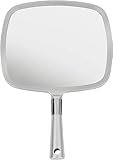 Mirrorvana Handspiegel mit Griff, Spiegel für Friseure und zum Haareschneiden, Friseursalon Frisierspiegel groß (Silber)