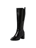 Jana Damen Hohe Stiefel mit Absatz Kniehoch Blockabsatz Weite H Mehrweite, Schwarz (Black), 38 EU