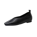 Damen Pumps Kunstleder rutschfest Business Büro Flache Arbeitsschuhe Bequeme Elegante Flats Freizeitschuhe für Frauen weiches Innenfutter Schlüpfen Kleid Pumpt Schuhe Pumps Hochzeit Schuhe