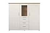 trendteam smart living - Shade - Highboard - Andersen Pine Weiß/Artisan Eiche - Vitrine mit 10 Fächern und 3 Schubladen - (BxHxT) 159 x 140 x 41 cm - Landhausstil - kratzfest