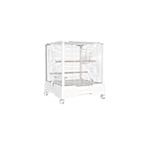 Vogelkäfig Vogelkäfig, Metall, quadratisch, Papageienkäfig, Haushaltsvogel, Einzel-Beobachtungskäfig, Zuchtkäfig, Weiß Vogelkäfige