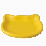 SPXTOM Katzennapf, Keramik, breiter Flacher Katzennapf, Anti-Erbrechen, Hundeteller for Futter und Wasser, spülmaschinenfest, 7,8 Zoll(Yellow)