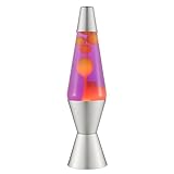 LAVA® - Lampe 2125, gelbes Wachs, lila Flüssigkeit, silberner Sockel und Deckel, Original 14,5 Zoll Bewegungslampe der Marke