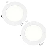 Jandei - 2 x LED-Deckenleuchte, extraflach, rund, 9 W, Innenbeleuchtung für Büro, Flur, Haus, Werkstatt (kaltweiß 6000 K), Netzteil inklusive, energiesparend.