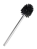 WENKO WC-Ersatzbürste mit robustem, auswechselbarem Bürstenkopf, Bürstenstiel aus rostfreiem, mattiertem Edelstahlstiel, Ø 8 x 35 cm, Silber/Schwarz