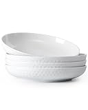 NUTRIUPS Salatteller 500ml, 20x4cm Frühstücksteller, Keramik Dessertteller, Kuchenteller Weiss, 4 Stück