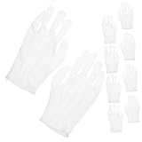 SAFIGLE 10 Paare Atmungsaktive Weiße Nylon arbeitshandschuhe mit Dreifacher Rippung Flexibler Passform für Schmuck Uhren Antiquitäten Staubfreie Langlebige Handschuhe für Präzises