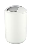 WENKO Kosmetikeimer Mod. Brasil L, 6,5 Liter Bad-Mülleimer mit Schwingdeckel, aus bruchsicherem Kunststoff, BPA-frei, Weiß