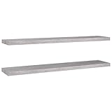 Generisch Kangmusi Schweberegale 2 STK. Betongrau 120x23,5x3,8 cm MDF, Grau 326607