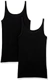 Amazon Essentials Damen Schmal geschnittenes Tanktop mit dünnem Trägern, 2er-Pack, Schwarz, L