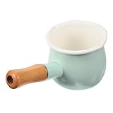 SOLUSTRE Küche Milch Suppentopf small pot small pan emaille pfanne Milchkochtopf kleiner Milchtopf Soße Butter pfannenwender kleiner Topf mit Henkel Mini-Saucenpfanne hölzern Light Green