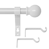 gardinenstange weiß matt 68 to 157 cm, wandmontage weiss gardinenstangen set, Metall 16mm durchmesser gardinenstange 1.5m lang, gardinenstange für outdoor wetterfest