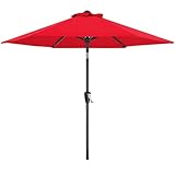 MasterCanopy 230 cm Sonnenschirm neigungsverstellbar, mit 6 Rippen und Kurbel, für Patio, Garten, Terrasse, Markt, Rot