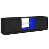 vidaXL TV Schrank mit LED-Leuchten Lowboard Sideboard Fernsehschrank Fernsehtisch TV Möbel Tisch Board HiFi-Schrank Schwarz 120x30x35,5cm