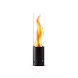 GARDENFLARE Tischkamin Outdoor – Rauchfreies Edelstahl Tischfeuer und Feuerrohr für Balkon & Terrasse – Hochwertige Gartendeko, Windlicht mit Holzpellet Betrieb (Schwarz)