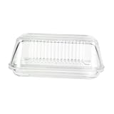 ARTSEWPLY Glas Käseplatte Mit Abdeckung Rechteckiges Desserttablett Für Haushalt Und Party Transparente Butterschale Aus Sicherheitsglas Praktische Servierplatte Für Kuchen Und Butter