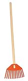KOTARBAU® Kinder-Laubbesen aus Kunststoff mit Holzstiel Orange 65cm Laubrechen für Kinder Gartengeräte Rechen Harke Kinderspielzeug Gartenzubehör Handwerkzeuge Pflanzubehör