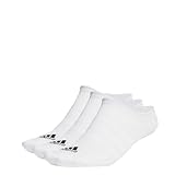 adidas Unisex Thin and Light No-Show Socks 3 Pairs, White / Black, 8.5-10