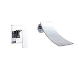 Wanneneinlauf Wandarmatur Mattschwarzer Waschtischarmatur, verdeckter Waschtischarmatur, Einhebelmischer, zur Wandmontage, Kalt- und Warmwasser, eingebetteter Wasserfall, geteilter Typ(Color8)