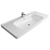Alpenberger Waschbecken 100 cm Breit | Gäste WC & Badezimmer | Waschtisch Eckig | Hängewaschbecken Wandmontage | Handwaschbecken mit Nano | Bathroom Sink für Moderne Waschplätze
