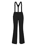 Outdoor Ventures Damen Skihose Softshellhose Wasserdicht Winddichte Snowboardhose Warme Gefütterte Wanderhose Atmungsaktive Schnelltrocknende Trekkinghose Ski Pant Schwarz XL/31L