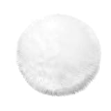 Teppich Wölkchen Lammfell Schaffell Imitat Fellteppich | Wohnzimmer Schlafzimmer Deko | Kunstfell als waschbarer Bettvorleger, Dekofell für Stuhl, Sofa, Bett | Weiss - 45cm Rund