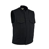 Leatherick Herren schwerer Denim motorradfahrer Weste mit Concealed Carry Arms schwarz XL