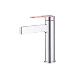 Waschtischarmatur Chrom Bad Armatur Waschbecken Wasserfall Einhebelgriff Wasserhahn Warm und Kalt Wasser Mischbatterien Bad