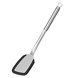 RÖSLE Pfannenwender Silikon, Hochwertige Pfannenschaufel mit Silikonrand und Rundgriff, Edelstahl 18/10, spülmaschinengeeignet, 36 x 7 x 3,5 cm, Schwarz