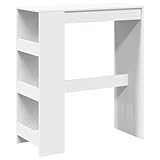 vidaXL Bartisch, Stehtisch mit Regal, Tresentisch für Küche Wohnzimmer Esszimmer, Küchentisch Loungetisch Bistrotisch, Weiß Holzwerkstoff