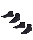 FALKE Unisex Kinder Sneakersocken Happy Double Pack K Sn Baumwolle kurz einfarbig 2 Paar, Blau Navy Blue 0030, 35-38