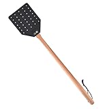 1 Stück Fliegenklatsche Leder, Fliegenklatsche Stabil mit Holzstiel, Insektenvernichter für Indoor Outdoor, Fliegentöter, Mückenklatsche, Mückenvernichter