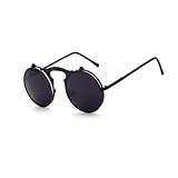 MOBUTOFU Retro Polarisierte Sonnenbrille Für Damen Und Herren Metallrahmen Antik Design Schwarze Linse Und Rahmen Ideal Wanderbrille Oder Für Outdoor Aktivitäten UV Schutz Und