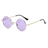 WDZAYXC Retro Classic Runde polarisierte Sonnenbrille mit Metallrahmen für Herren und Damen(Gold/Lila)