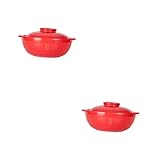 PartyKindom 2 Stück Terrakotta-Auflauf Backofen zum Brotbacken Auflaufformen mit Deckel Kochgeschirr heiße Matte pfannkuchenwender saucenkanne pfannenset caly Auflauf Suppenreistopf Ton