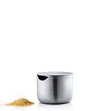 blomus -BASIC- Zuckerdose aus mattiertem Edelstahl, Zuckerbehälter ideal für weißen / braunen Zucker, zeitloses Design, Gefäß spülmaschinengeeignet (H / B / T 6.6x 6,6x5.2 Edelstahl, 63621)
