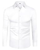 DEMEANOR Hemd Herren Stretch Langarm Slim Fit Hemden Businesshemden für Herren Bügelleichtes Freizeithemd