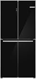 Bosch KMC85LBEA, Serie 4, French Door Kühlschrank, 189,5 x 85,5 cm, 324 L Kühlen & 223 L Gefrieren, NoFrost, Vita Fresh XXL für längere Frische, Glasfront Schwarz, schneller Kühlen, LED-Beleuchtung